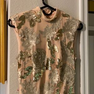 Bebe peach embellished mini dress